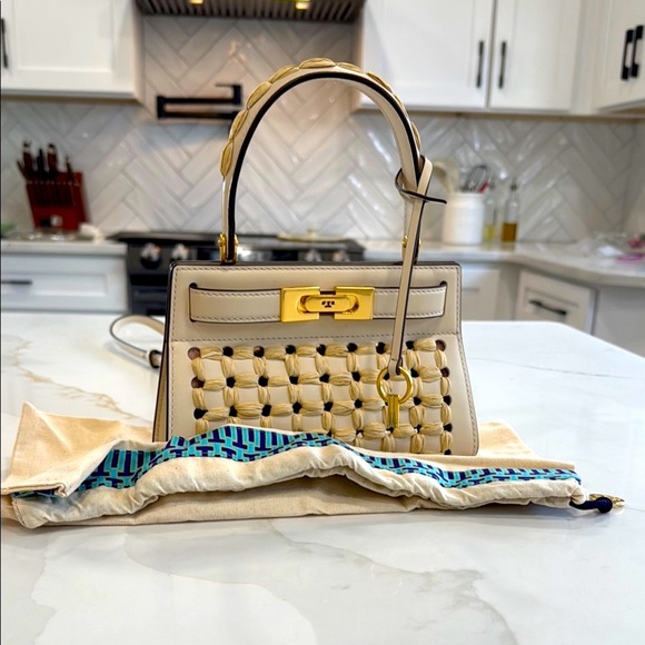 NWOT Tory Burch Lee Radziwill Raffia Punch Petite Bag - Picture 3 of 12